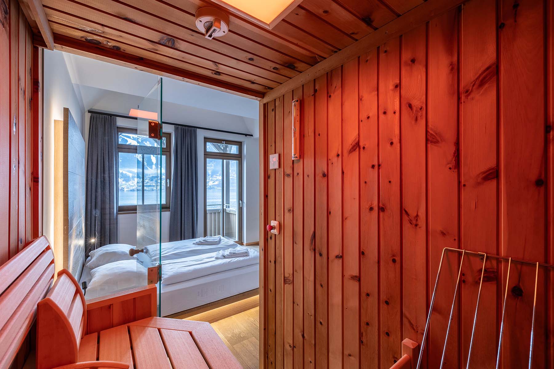 Sauna Kabine in einem Hotelzimmer